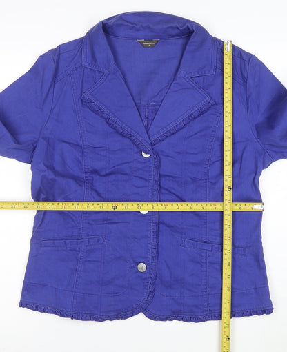 Denver Hayes Women's Blue Cotton Stretch Blazer Jacket L