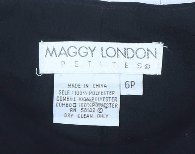 Maggy London Women’s Black Sheath Dress Size 6 Petite 3/4 Sleeve Workwear