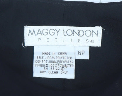 Maggy London Women’s Black Sheath Dress Size 6 Petite 3/4 Sleeve Workwear