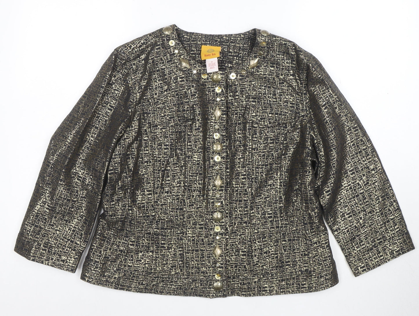 Ruby Rd. Women’s Gold Woven Long Sleeve Suit Jacket Size 12