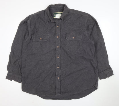 Field & Stream Men's Grey Cotton Flannel Button-Up Shirt XL