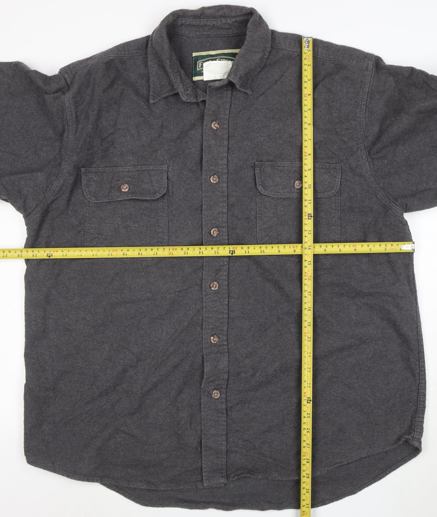 Field & Stream Men's Grey Cotton Flannel Button-Up Shirt XL