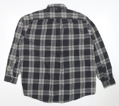 L.L. Bean Men's Grey Plaid Flannel Button-Up Shirt Size L