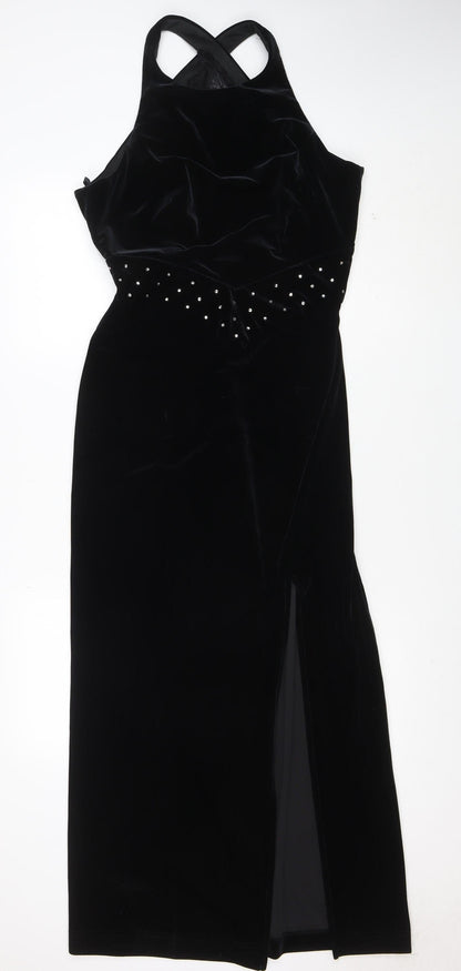 Bari Jay Women’s Black Velvet Halter Long Mermaid Dress Size 10-12
