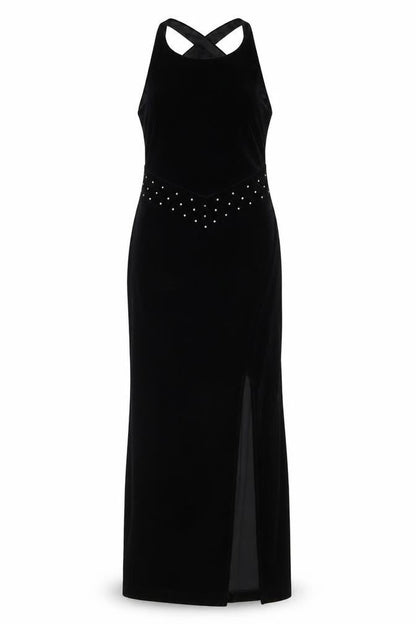 Bari Jay Women’s Black Velvet Halter Long Mermaid Dress Size 10-12