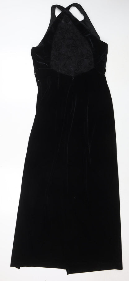 Bari Jay Women’s Black Velvet Halter Long Mermaid Dress Size 10-12