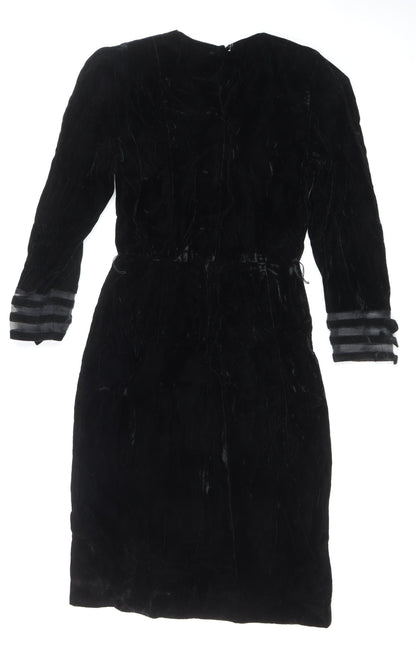 Albert Nipon Women Black Rayon Sheath Knee Length Dress Size 8