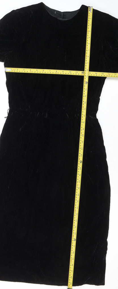 Albert Nipon Women Black Rayon Sheath Knee Length Dress Size 8