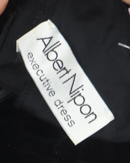 Albert Nipon Women Black Rayon Sheath Knee Length Dress Size 8