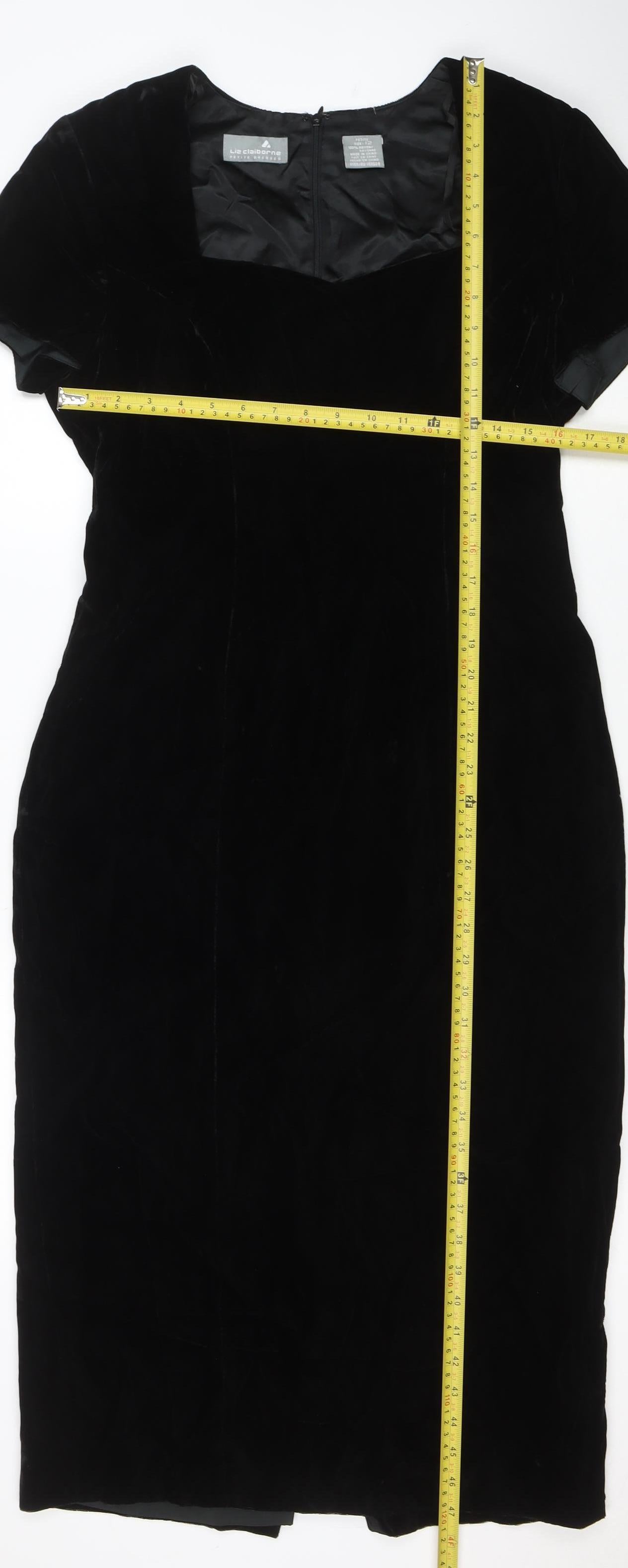Liz Claiborne Women’s Black Velvet Petite Sheath Dress Size 12