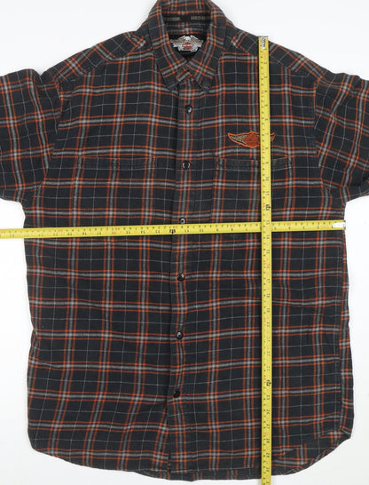 Harley-Davidson Men's Black Plaid Flannel Button-Up Shirt M