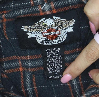 Harley-Davidson Men's Black Plaid Flannel Button-Up Shirt M