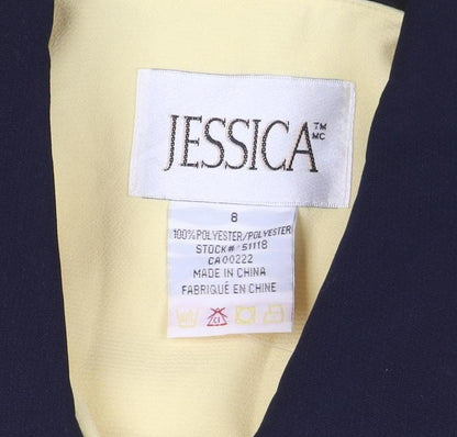 Jessica Womens Yellow Collared Zip Blouse Size 8 Short Sleeve
