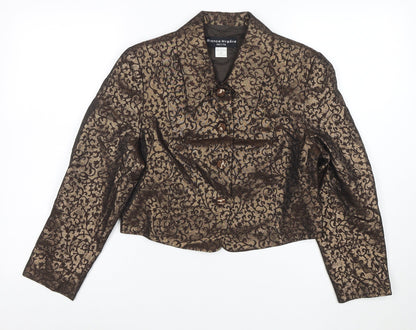 Bianca Nygård Petite Gold Brocade Cropped Blazer Size 10
