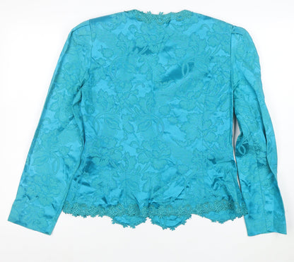 Nah Nah Collection Women’s Blue Floral Jacquard Suit Top Size 10