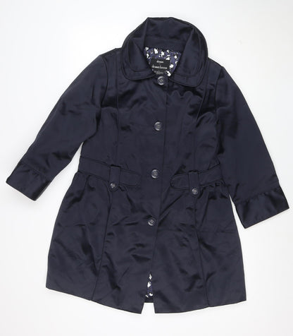 Dennis Basso Women’s Black Mid-Length Polyester Belted Coat Size S