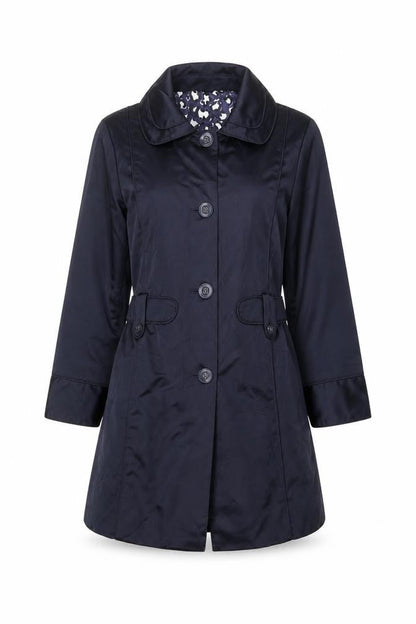 Dennis Basso Women’s Black Mid-Length Polyester Belted Coat Size S