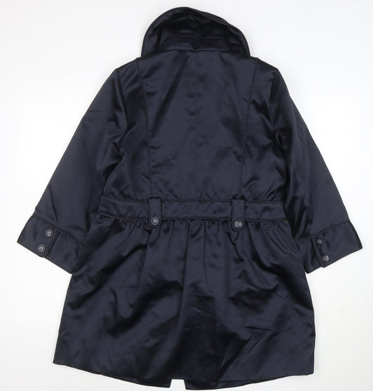 Dennis Basso Women’s Black Mid-Length Polyester Belted Coat Size S