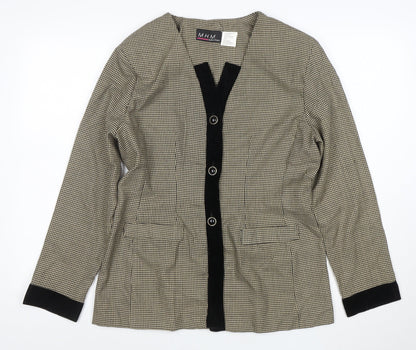 Melissa Harper Womens Beige Houndstooth Velvet Trim Suit Jacket Size 8