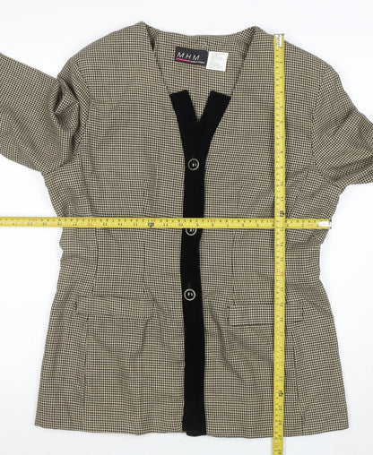 Melissa Harper Womens Beige Houndstooth Velvet Trim Suit Jacket Size 8