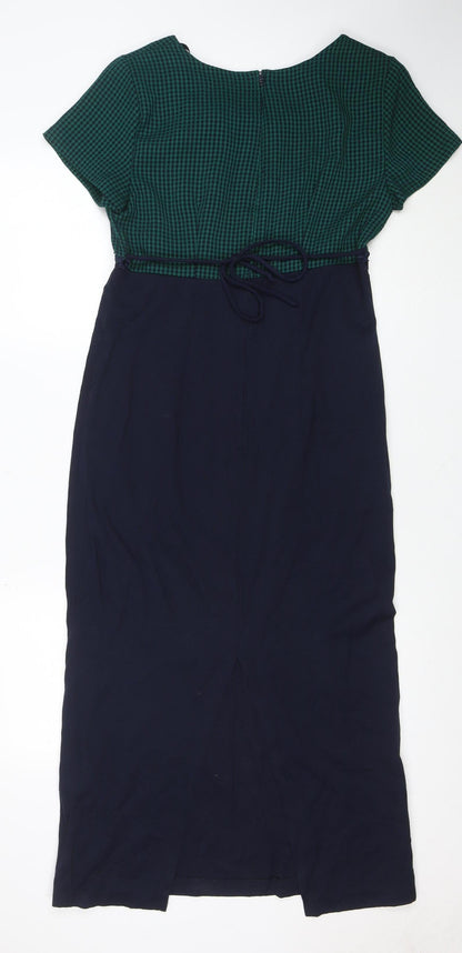 Lisa Jo Women's Green Blue Fit & Flare Midi Dress Size 12