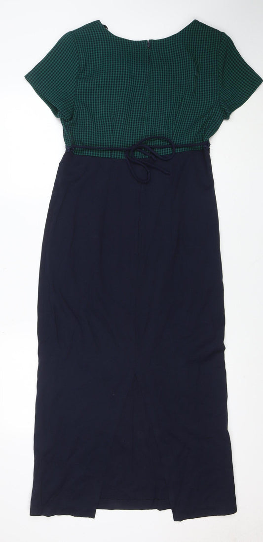 Lisa Jo Women's Green Blue Fit & Flare Midi Dress Size 12