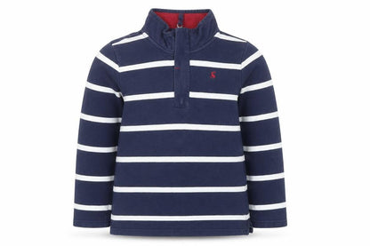 Joules Boys Navy Blue Striped Cotton Henley Sweatshirt 9 Years
