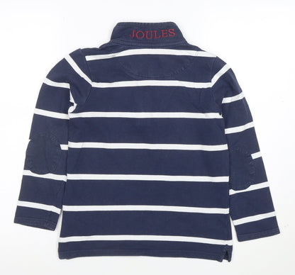 Joules Boys Navy Blue Striped Cotton Henley Sweatshirt 9 Years
