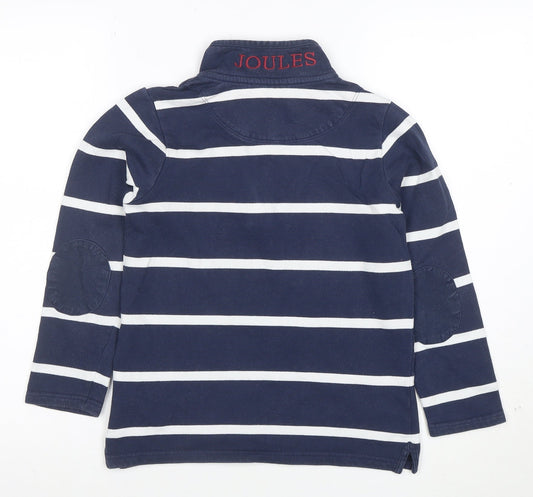 Joules Boys Navy Blue Striped Cotton Henley Sweatshirt 9 Years