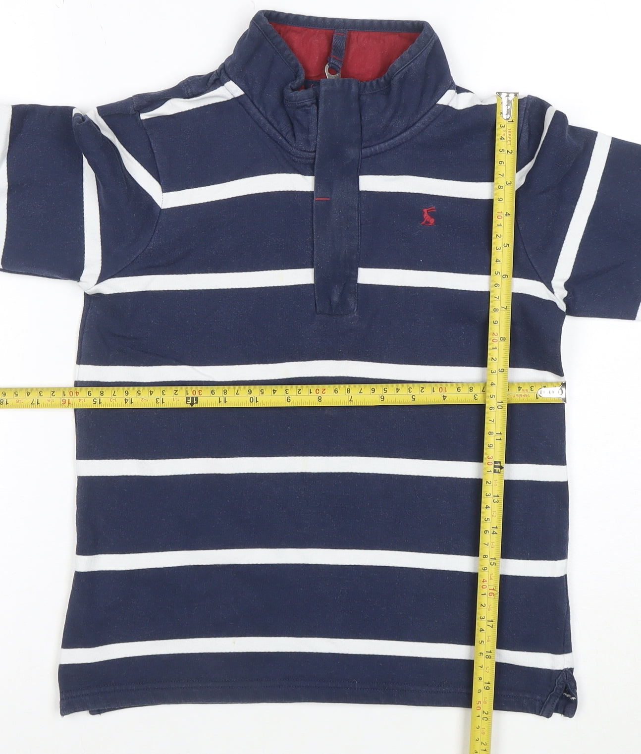 Joules Boys Navy Blue Striped Cotton Henley Sweatshirt 9 Years