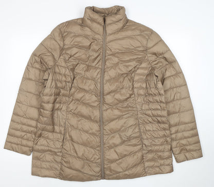 C&A Women's Beige Puffer Jacket Size 18 Lightweight Quilted Zip Coat