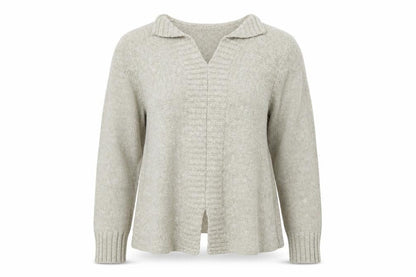 Anne Cramond Fine Knits Women's Beige Wool Blend V-Neck Jumper M