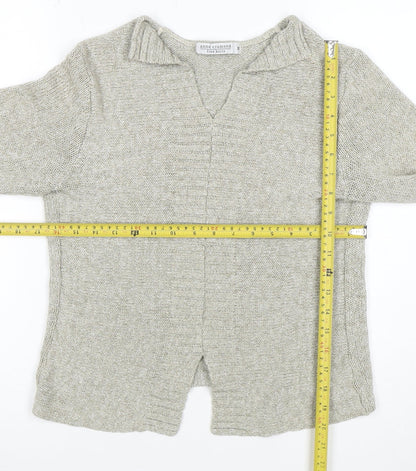 Anne Cramond Fine Knits Women's Beige Wool Blend V-Neck Jumper M