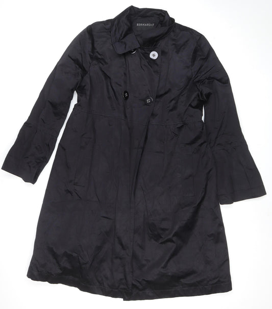 Bernardo Women's Black Long Trench Coat Size L Classic Style