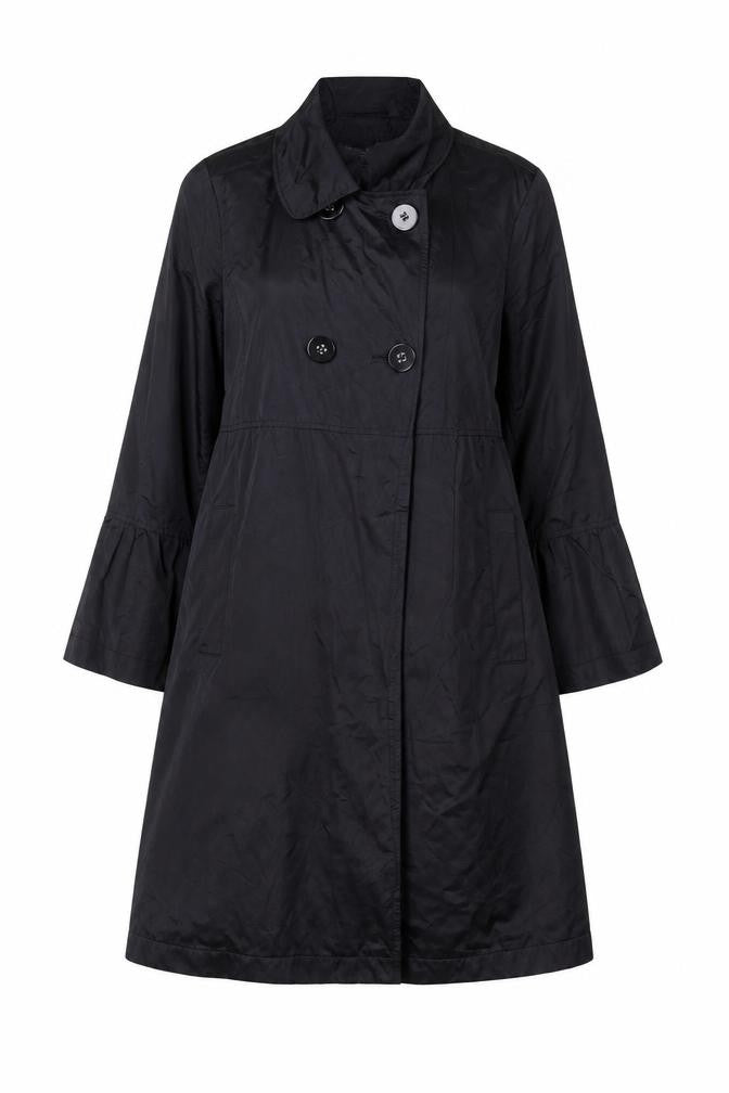 Bernardo Women's Black Long Trench Coat Size L Classic Style