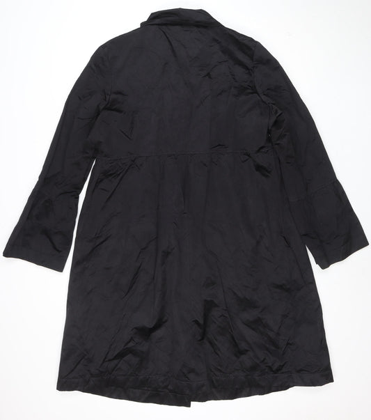 Bernardo Women's Black Long Trench Coat Size L Classic Style