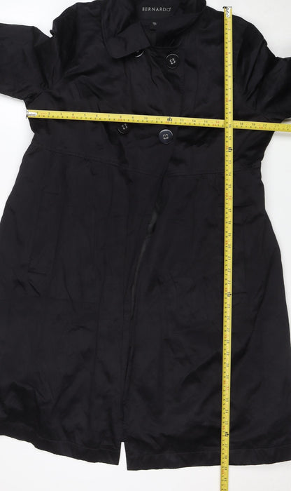 Bernardo Women's Black Long Trench Coat Size L Classic Style