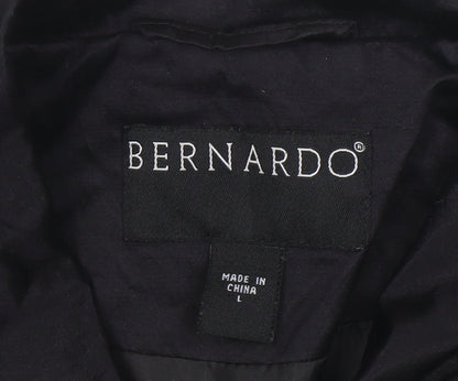 Bernardo Women's Black Long Trench Coat Size L Classic Style