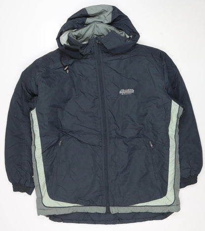 Brugi Men's Blue Mid-Length Puffer Jacket Size 52 Waterproof Hooded