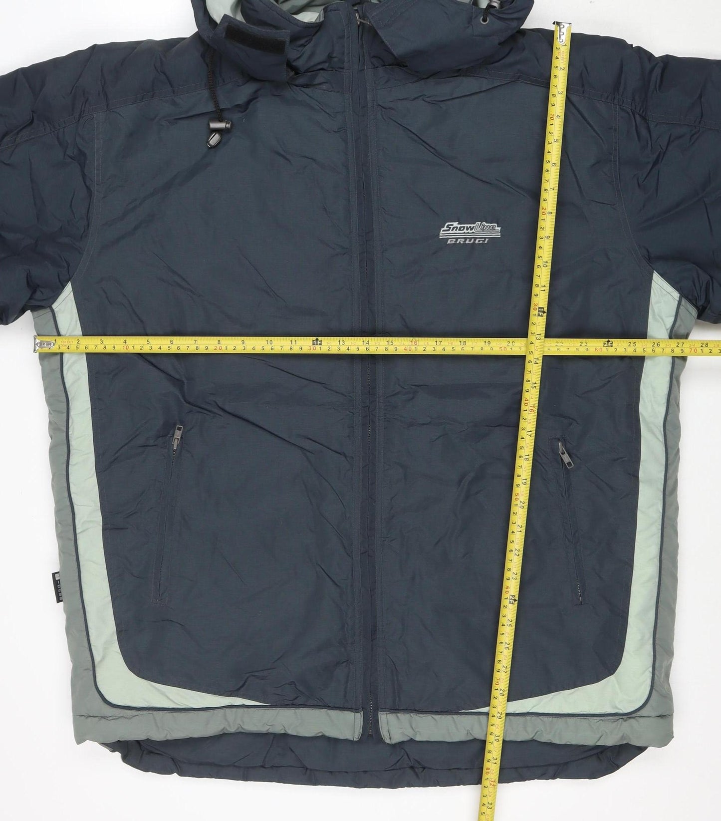 Brugi Men's Blue Mid-Length Puffer Jacket Size 52 Waterproof Hooded