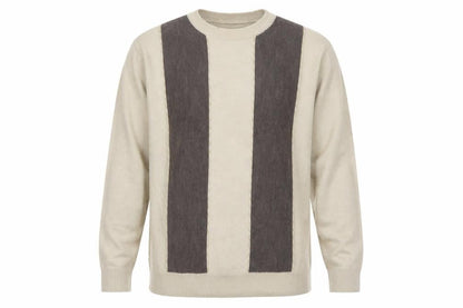 Maxferre Men's Beige Brown Striped Knit Pullover Jumper XL