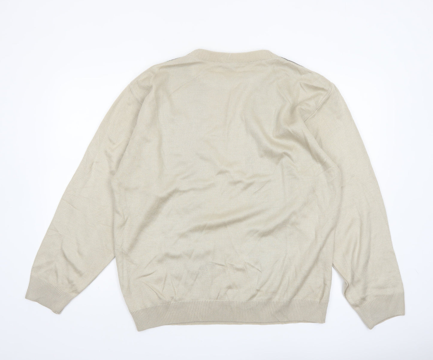 Maxferre Men's Beige Brown Striped Knit Pullover Jumper XL