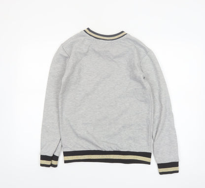Harry Potter Hufflepuff Grey Sweatshirt Women UK 6 Crew Neck Long Sleeve