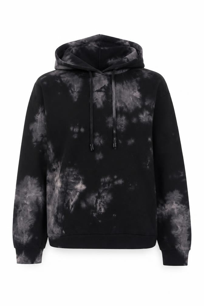 Boohoo Womens Black Tie Dye Pullover Hoodie UK 8 Cotton Blend