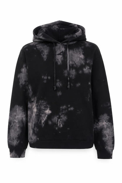 Boohoo Womens Black Tie Dye Pullover Hoodie UK 8 Cotton Blend