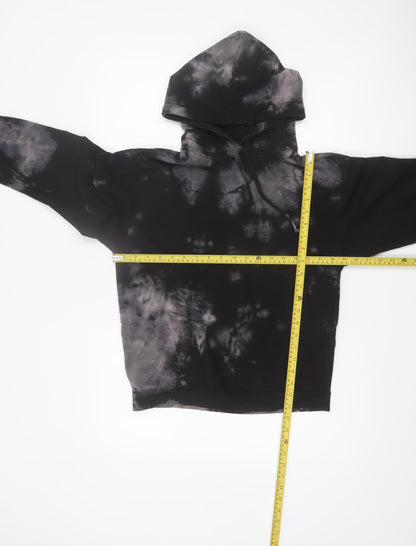 Boohoo Womens Black Tie Dye Pullover Hoodie UK 8 Cotton Blend
