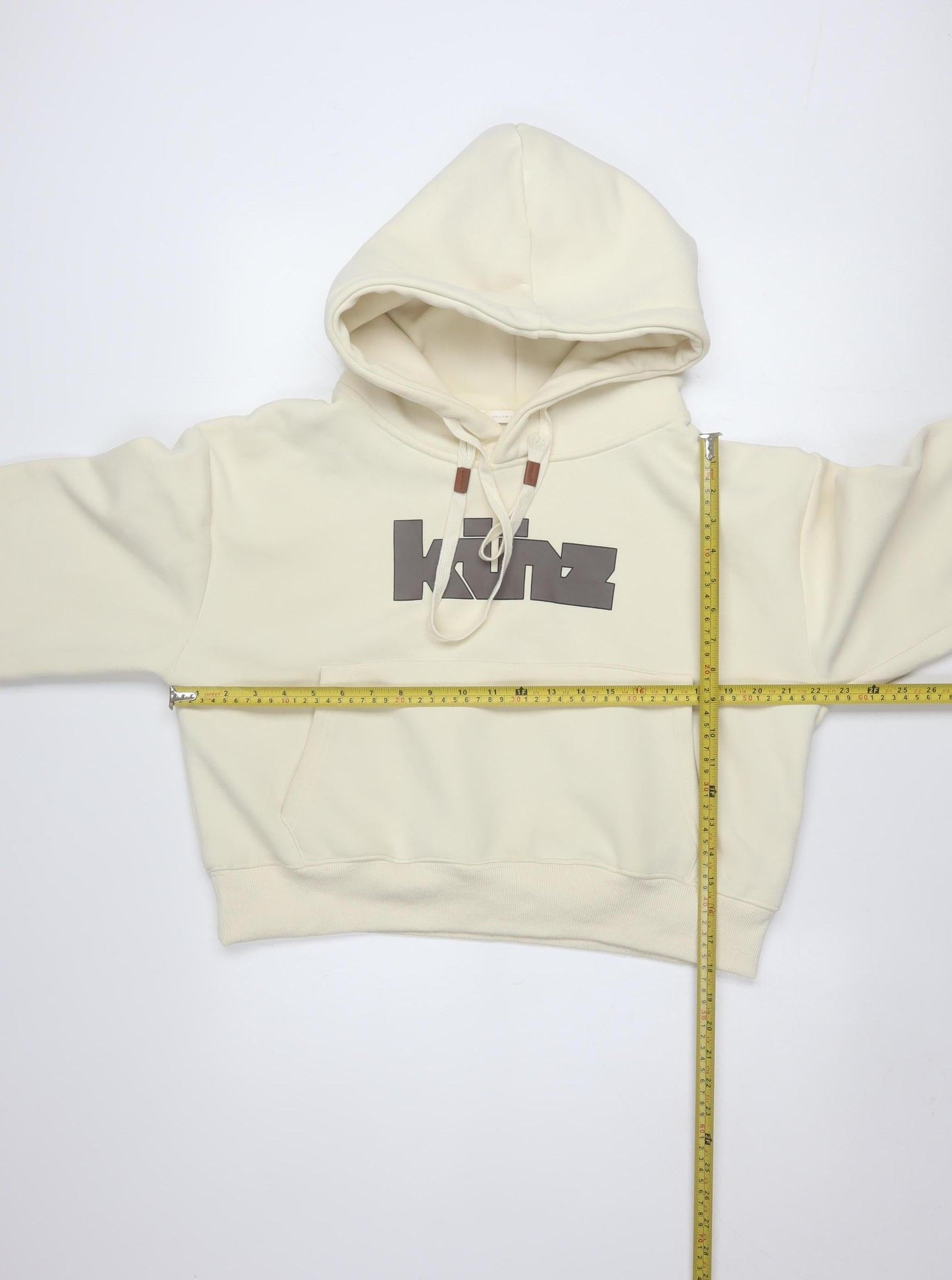 HELLOMILKTEE Womens Beige Pullover Hoodie Size S with Logo Print