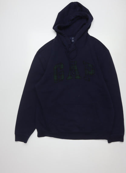 GAP Men's Blue Pullover Hoodie L Logo Fleece Sweatshirt