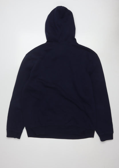 GAP Men's Blue Pullover Hoodie L Logo Fleece Sweatshirt