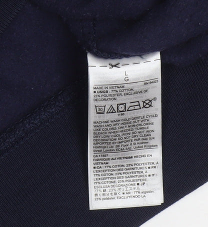 GAP Men's Blue Pullover Hoodie L Logo Fleece Sweatshirt